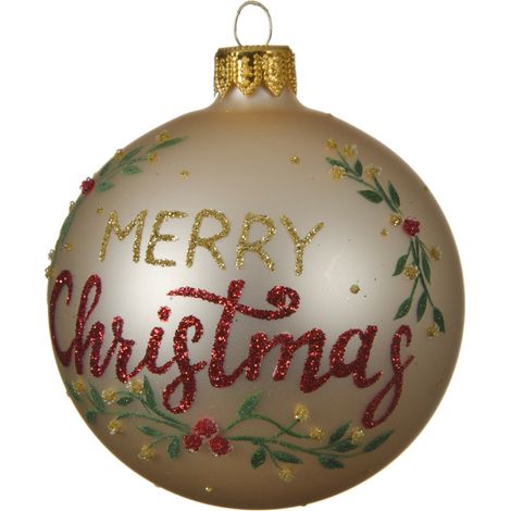 Palline per albero di Natale in vetro decorato colore perla da Ø 8 cm, 6 pezzi