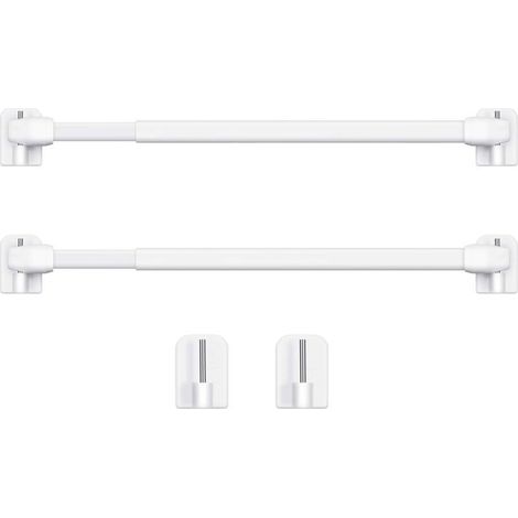 Asta per tende regolabile in plastica, asta per tende estensibile per finestre, barre per armadi, asta a tensione, ganci adesivi per asta per tende, 40-60 cm (bianco, 2 pezzi) -Crezuo