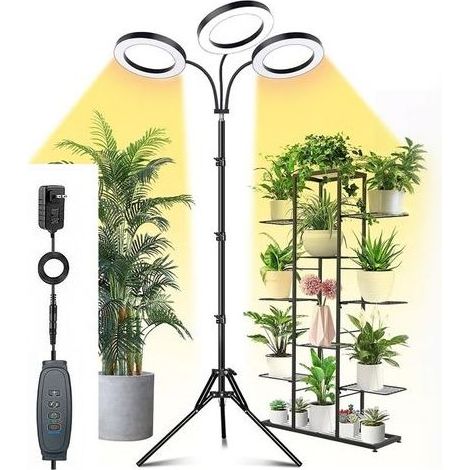 Lampe Horticole 108 LEDs Spectre Complet – 3 9 12H Minuterie – 6 Luminosités Hauteur Réglable – pour Plantes Intérieur – Prise EU 28W (1/5)