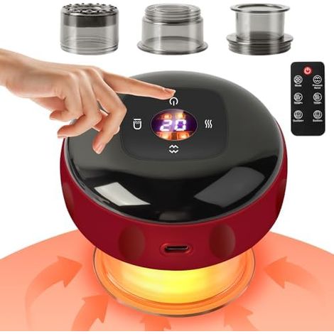 Ventouse électrique infrarouge, intelligente, 12 vitesses avec télécommande, ventouse intelligente, appareil de massage électrique pour guasha, réduit les douleurs musculaires, la détoxification