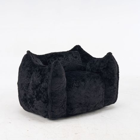 Sillón Puff en Piel Sintética, Respaldo Ergonómico, Relleno de Espuma, Negro (1/5)