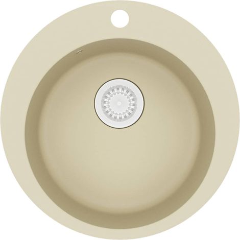 Lavello da Cucina in Granito Vasca Singola Tonda Beige vidaXL