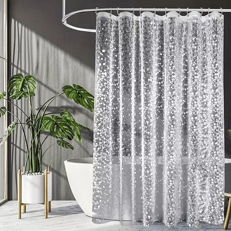 Rideau de Douche Anti-Moisissure à Séchage Rapide - Imperméable pour Baignoire, Espace Confortable, Motif de Galets, 180 x 200cm (1/5)