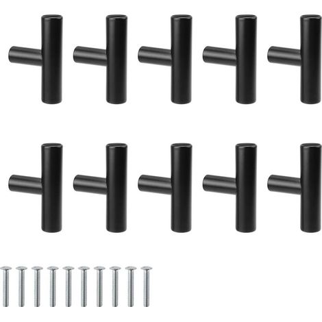 Boutons de Portes pour Placards, 10 Pièces Bouton de Meuble Inoxydable Tubulaires, Bouton de Tiroir Noir, pour Armoires, Vanités (1/3)