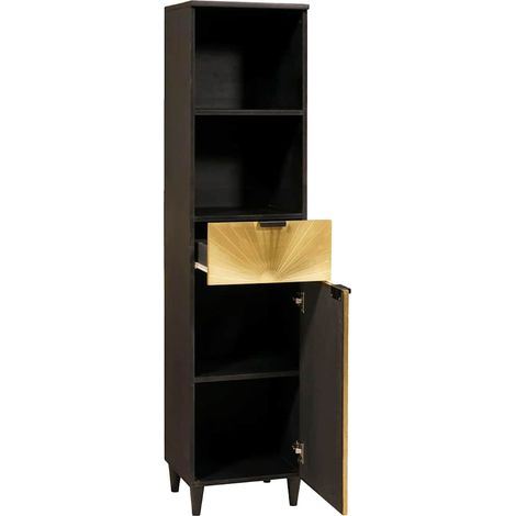 Maison Exclusive - Mobile da Bagno con cassetto Nero e Oro 38 x 33 x 160 cm (1/5)