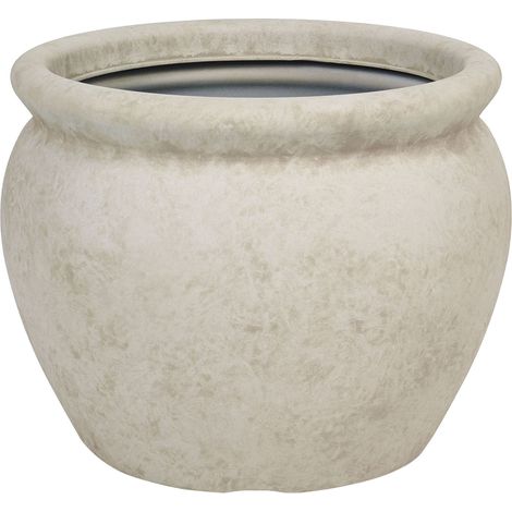 Pot de Fleurs Haut en Polyrésine Cache-Pot d'Intérieur et d'Extérieur 45 x 38 cm Blanc Cassé Macedon (1/5)