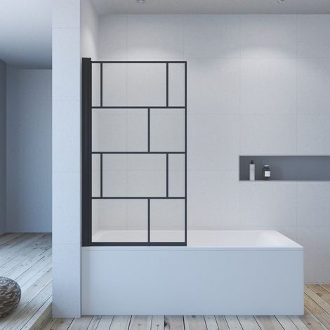 Badewannenaufsatz 80x140 cm 1 Teilig Glas Duschtrennwand Black Style Einscheiben-Sicherheitsglas, ohne bohren, Hebe- / Senkfunktion, links und rechts montierbar (1/5)