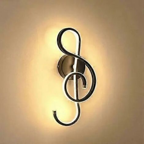 Applique murale LED moderne et créative pour l'intérieur, en forme de note de musique, bande LED 22 W, décoration minimaliste en aluminium pour chambre à coucher.