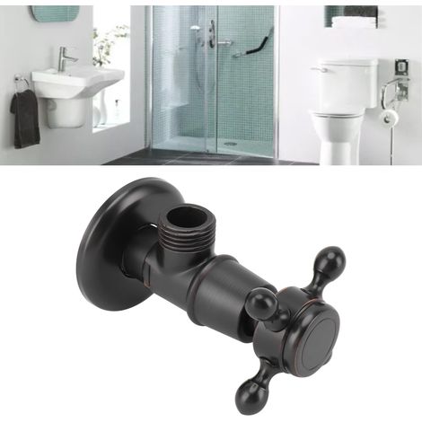 Válvula de cierre antigua, negra, de cobre macizo de paredes gruesas, para agua fría y caliente, con tapa decorativa y protección contra explosiones. (1/5)