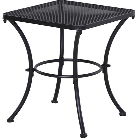 Beistelltisch Schwarzer Gartentisch, Balkontisch, Kaffeetisch Aus Metall Für Terrasse, 45X45X50Cm