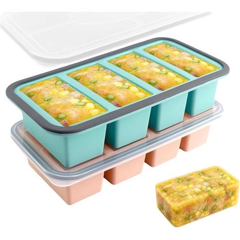 Lot de 2 bacs de congélation en silicone – 1 tasse – Sans BPA – Démoulage facile – Soupes et sauces (1/5)