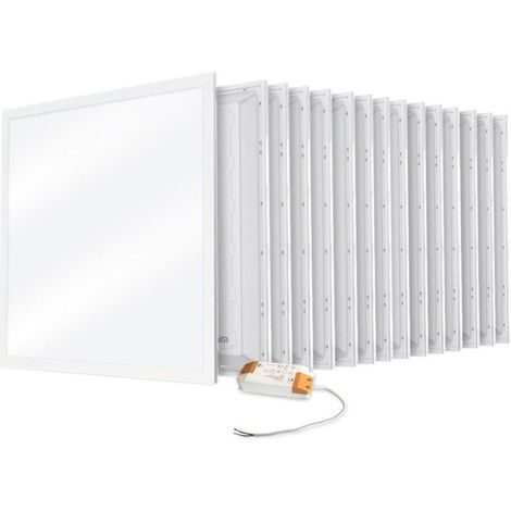 Arum Lighting – Lot de 15 dalles LED plafond 32W – Équivalent 400W – 595x595mm – Température de couleur réglable 3000K/4200K/6500K – Garantie 3 ans