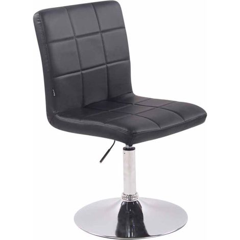 Chaise de salle à manger x1 pivotante réglable en hauteur coutures carrées similicuir noir et pied métal chromé 100008281 (1/4)