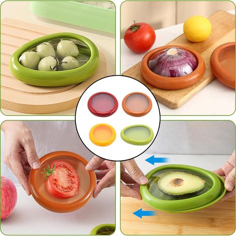 Boîte de stockage de légumes 2 Pcs pour réfrigérateur - Boîte de stockage de citrons - Réutilisable en silicone multifonctionnel - (1/5)