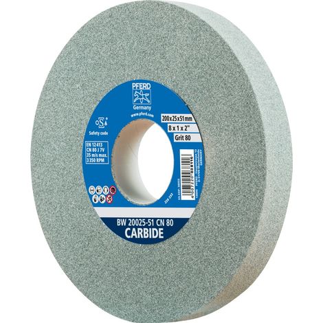 PFERD TOOLS Schleifbockscheibe Ø 200x25 mm Bohrung-Ø 51 mm SiC80 für harte Materialien z.B. Hartmetall (1/4)