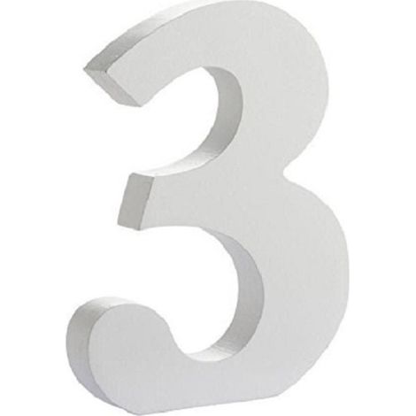 TrAdE Shop Traesio - Numero 3 Legno Bianco 11cm Decorazione Confettata Matrimonio Compleanno Wedding -