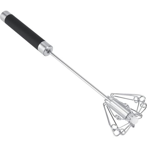 Halbautomatischer Schneebesen 24cm Edelstahl Drehbarer Push Mixer. (1/5)