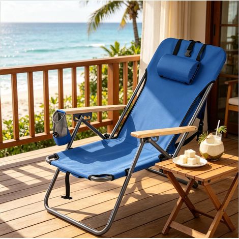 stuhl sessel klappbar mobil Garten Strand blau OKMYHOME (1/5)