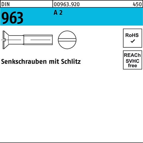 DIN 963/ISO 2009 Senkkopfschraube M5x18 Edelstahl A2 blank Schlitz 500 Stk (1/2)