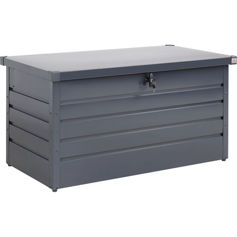 GARDEBRUK® Auflagenbox 385L Volumen Metall Abschließbar Gasdruckfeder 120x62cm Wetterfest Garten Balkon Keller Gartenbox Gartentruhe Anthrazit (1/8)