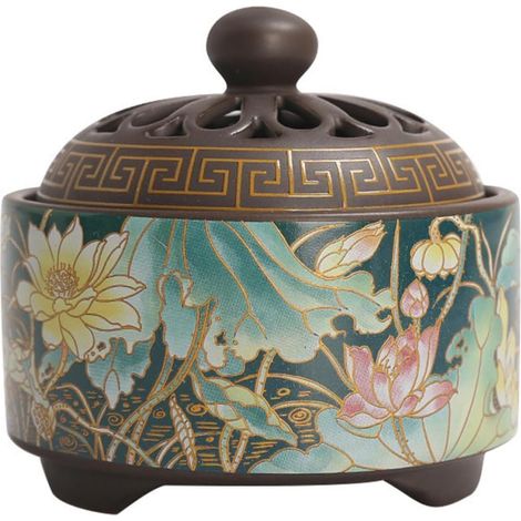 Porte-Parfum Brûleur de Parfum Décoratif et Fonctionnel Vert en Céramique Ornement de Bureau Simple et Délicat pour Étude ou Sauna (1/5)