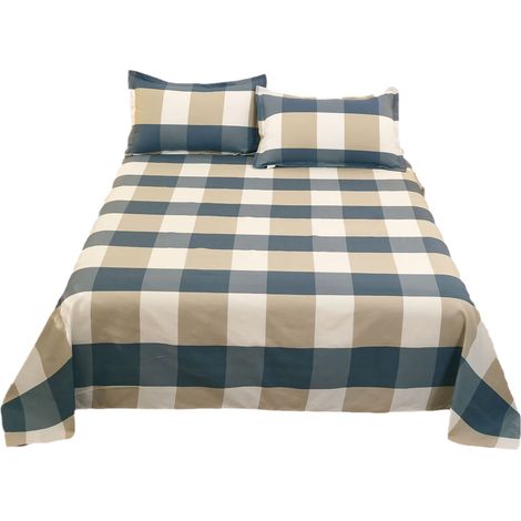 1 Ensemble de literie, Drap plat 63x90.5in, Microfibre respirante, 2 taies d'oreiller, Pour lit Queen (1/5)