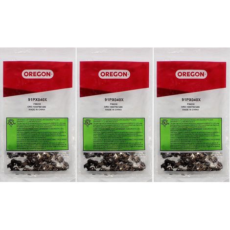 Lot de 3 chaînes OREGON 40 maillons – Adaptées pour guide 10 pouces – Pas 3/8' – Épaisseur 1.3 mm – Coupe nette sans éclat – Gt Elec (1/2)