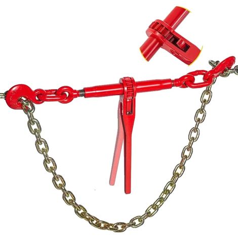 Correas de trinquete, carga de trabajo segura 4,18 t, longitud ajustable 10-13 mm, ganchos de acero G70, juego de 2, poliéster duradero (1/5)