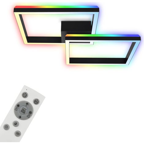 Plafonnier RGB, Backlight Plafonnier LED, Variable, Température de couleur réglable, LED Frame RGB, Télécommande, Noir (1/5)