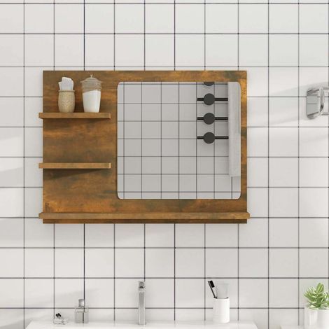 Miroir Style baroque - Miroir simple de salle de bain Chêne fumé 60x10,5x45 cm Bois d'ingénierie BV962891 - BonneVie (1/5)