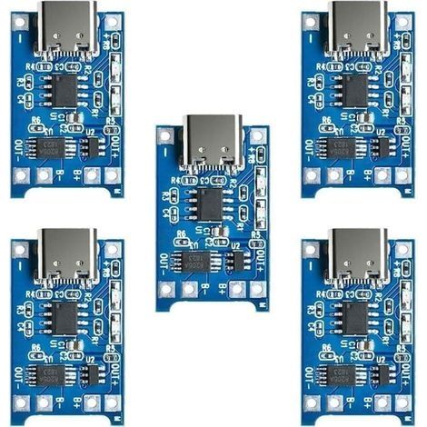 5 V 1 A 18650 USB-C Module de charge batterie au lithium, 5 V 1 A Module chargeur pour batterie au lithium 18650 Carte de charge avec double fonction de protection (5 PCS) (1/5)