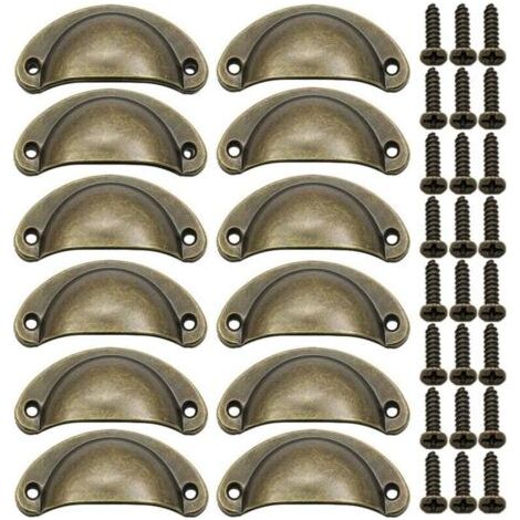 Muschelgriffe Vintage Möbelgriffe 12 Stück, Bronze