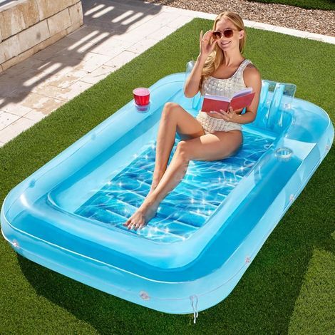 Matelas gonflable de piscine 177 x 116 cm – PVC épais résistant aux UV – Coussin amovible pour confort – Flotteur avec œillets intégrés (1/5)