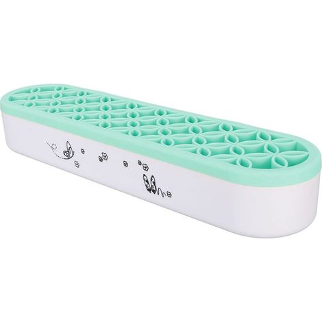 Étui de rangement pour pinceaux de maquillage en silicone, flexible, multi-compartiments, support de bureau vert pour outils de couture (1/5)