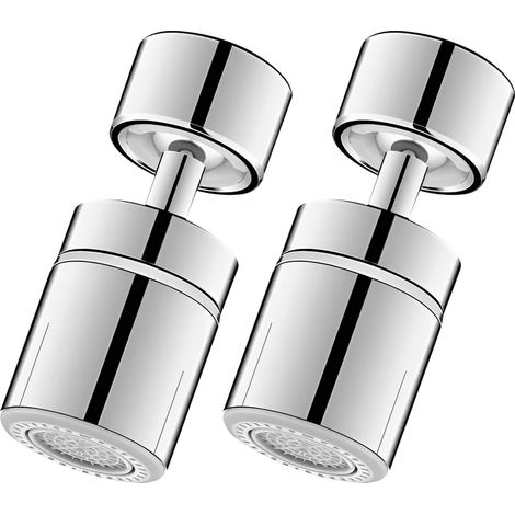 Prolongateur de robinet avec douchette rotative à 360°, 2 modes de jet, aérateur anti-éclaboussures pour lavabo et salle de bain, argenté, lot de 2 (1/5)