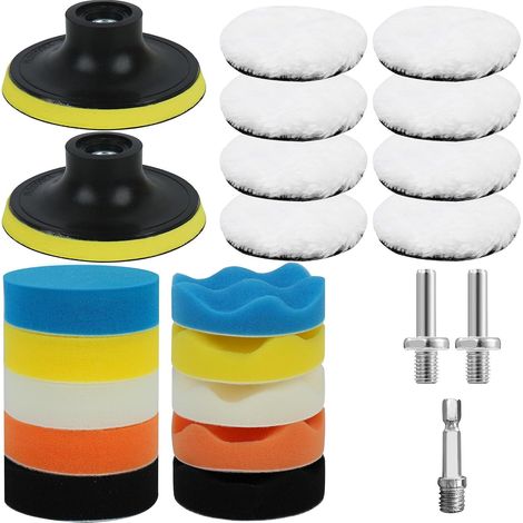 Lot de 23 tampons de polissage de 80 mm, embouts pour visseuse sans fil, kit de polissage pour voiture (1/5)
