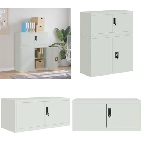 Aktenschrank Hellgrau 90x40x110 cm Stahl - Büroorganisation - Schrank (1/5)