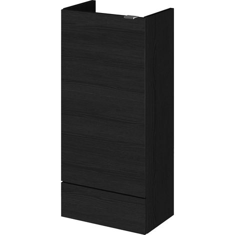 Hudson Reed Fusion Compact Charcoal Black Woodgrain 400mm Single Door Storage Unit - OFF683 (1/4)
