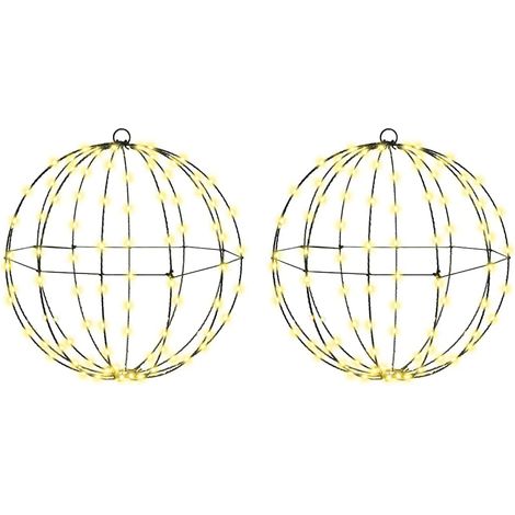 Lot de 2 Boules Lumineuses de Noël Suspension en Métal 192 LED Blanc Chaud 8 Modes USB (1/5)
