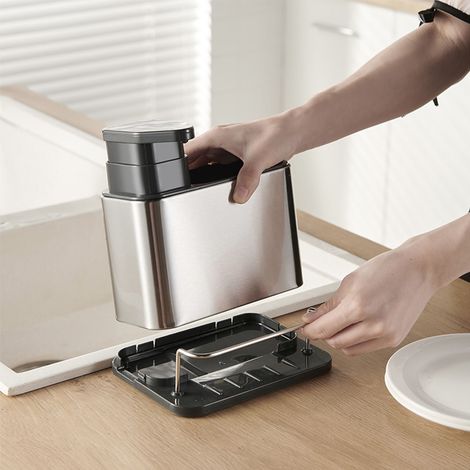 Organisateur de vaisselle 3 en 1 multifonctionnel noir, support de rangement amovible pour ustensiles de cuisine (1/5)