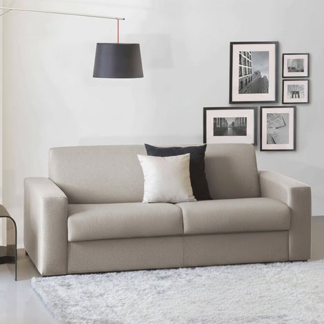 Talamo Italia Schlafsofa Alexis, Großes 2-Sitzer-Sofa, 100% Made in Italy, Wohnzimmersofa mit drehbarer Öffnung, aus gepolstertem Stoff, mit Standard-Armlehnen, Cm 200x95h90, Turteltaube (1/5)