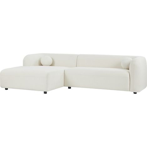 Divano angolare sinistro in tessuto bouclette bianco avorio - OVOTAS