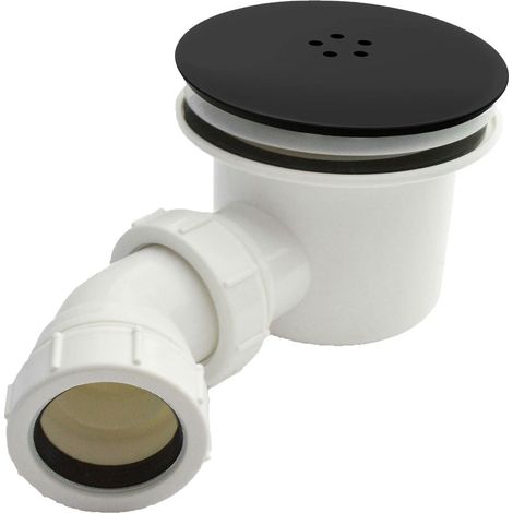 Matt Black 90mm Shower Waste Rapid Fast Flow Domed Top Finish Trap Shower Tray (1/4)