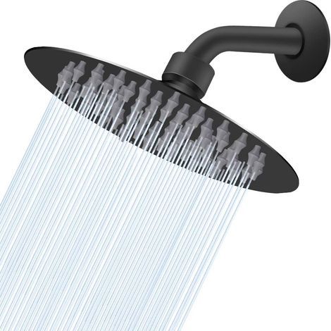 Verstärkter Regenduschkopf mit hohem Durchfluss und hohem Wasserdruck, Edelstahl, schwarz, 15 cm (6 Zoll) (1/4)