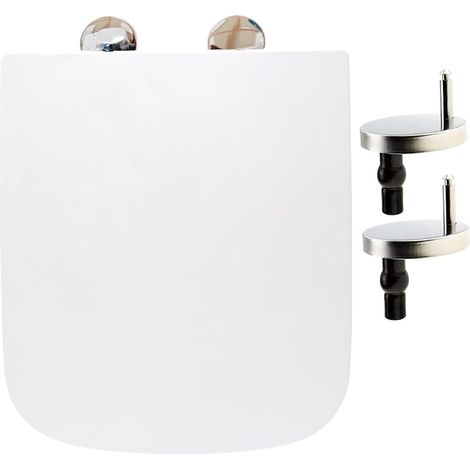 Siège de toilette carré à fermeture amortie - Siège de toilette muet à dégagement rapide - Nettoyage facile - Installation facile avec fixation supérieure et charnières réglables - 42 x 36 cm (1/5)