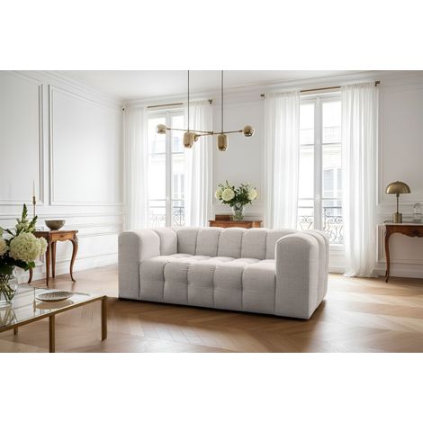 Sofa Designersofa SOLVIE 2-Sitzer in Stoff Moly Creme