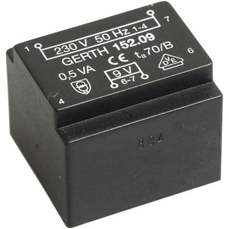 Gerth PT200601 Transformateur pour circuits imprimés 1 x 230 V 1 x 6 V/AC 0.50 VA 83 mA V056181 (1/5)