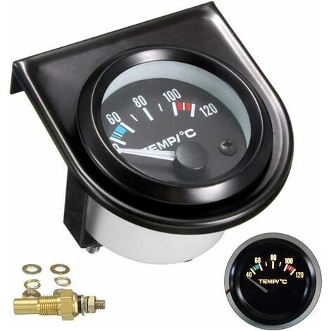 BUNTHAUS Kit de jauge de température de l'eau pour voiture Noir LED Universel Manomètre de température de l'eau de voiture Cadrans de 101,6 à 120°（Diamètre 52mm） (1/5)
