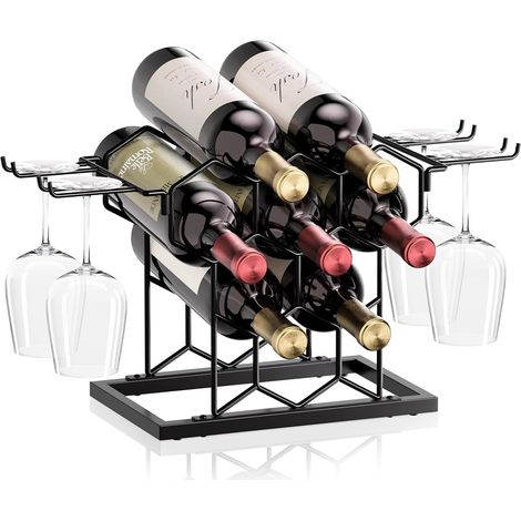 Portabottiglie vino 8 bottiglie Metallo Nero 32x20x29 cm (1/5)