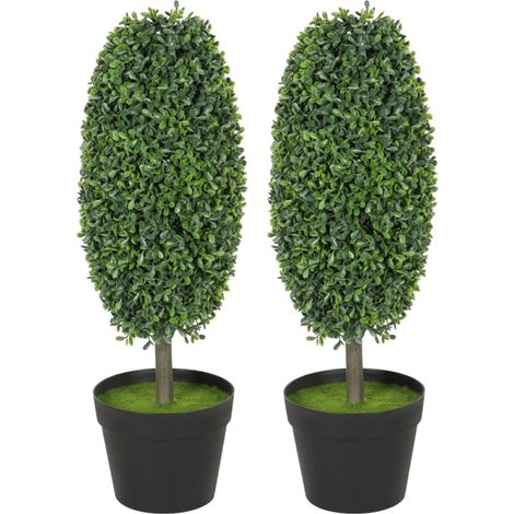 Pour salon, terrasse ou balcon, déco sans entretien avec 2 plantes artificielles 60 cm au design olivier (1/5)